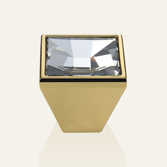 Cabinet knob Linea Calì Mirror PB with crystals Swarowski® gold plated