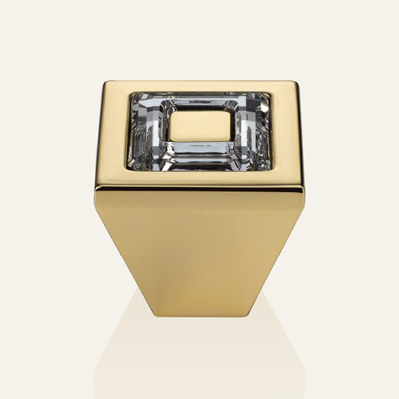 Cabinet knob Linea Calì Ring Crystal PB with crystals Swarowski® gold plated