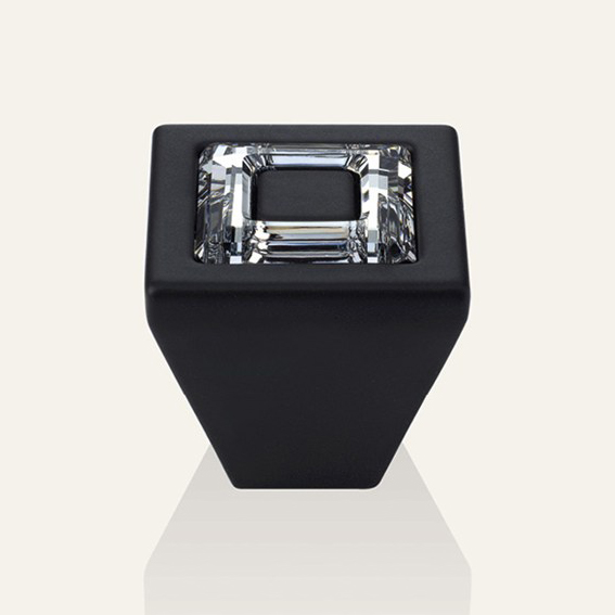 Cabinet knob Linea Calì Ring Crystal PB with crystals Swarowski® matt black