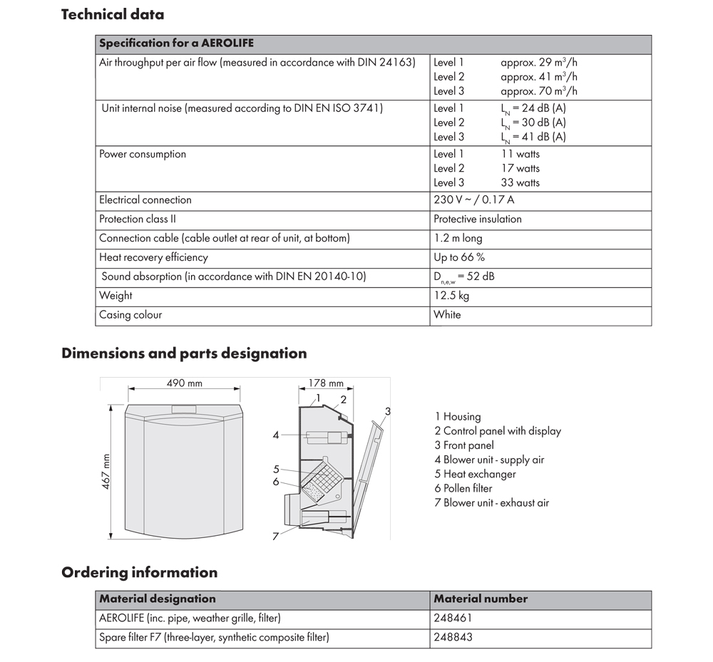 aerolife siegenia technical data