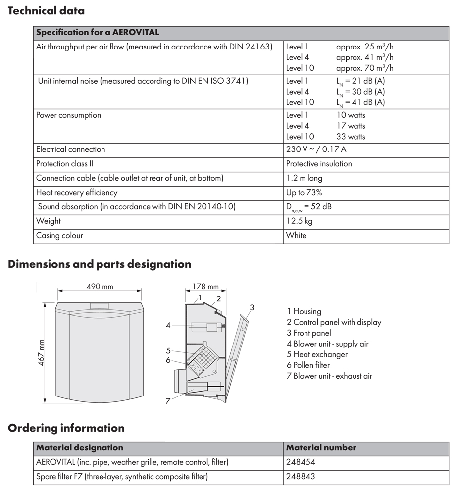 aerovital siegenia technical data