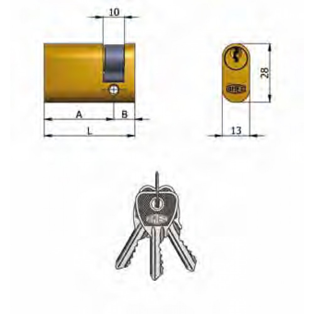 Article 141/03 Omec; Half cylinder Brass Oval (5 Pins)