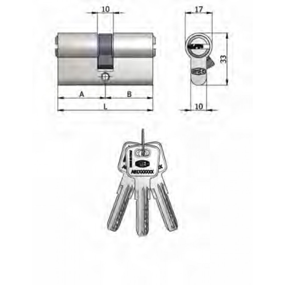 Art.2120 / 14 H Omec; Double Cylinder Shaped Brass Nickel (6 pins)