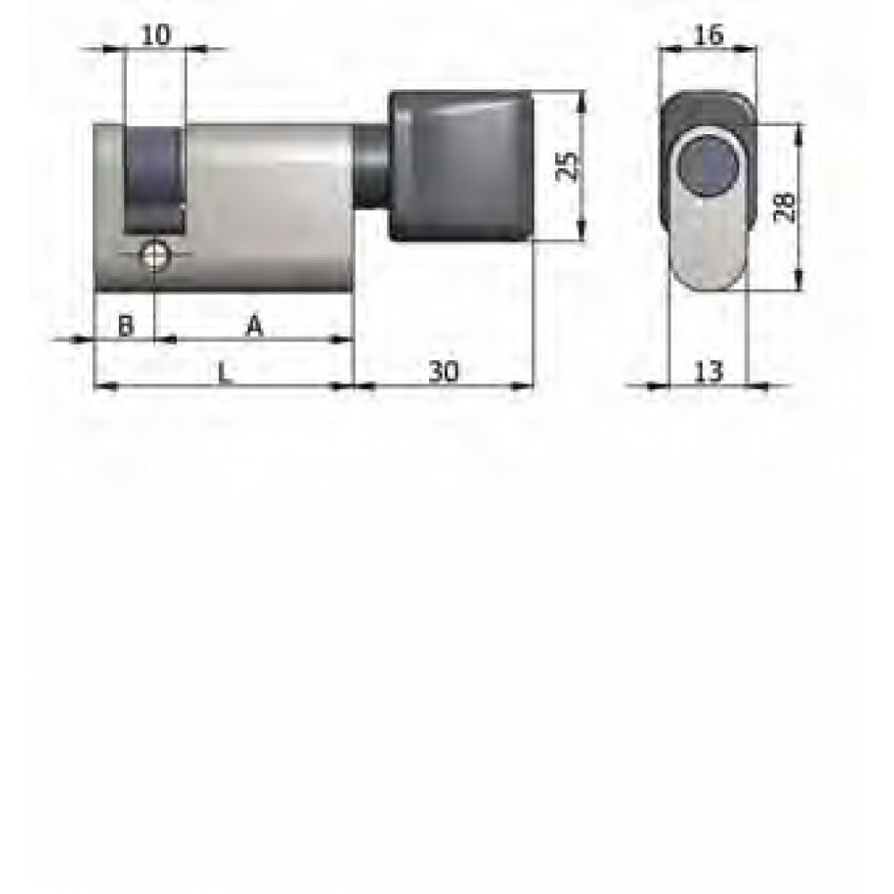 Art.144 / 04 H Omec; Nickel-plated half cylinder with knob Brass Oval