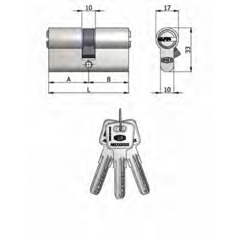 Art.2120 / 21H Omec; Double Cylinder Shaped Brass Nickel (6 pins)