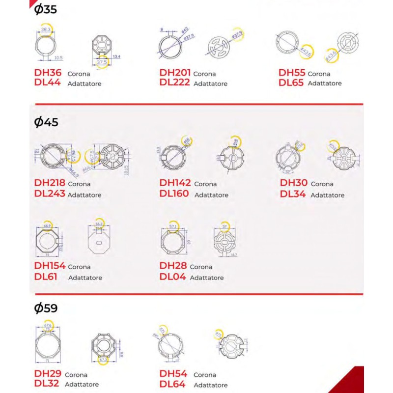 Tubular Motor Adapters of Roller Shutters and Awnings DDR Group