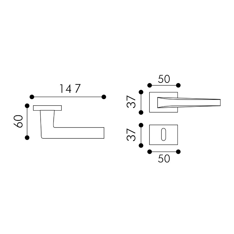 Ares Arieni Modern Door Handle Rectangular Rosettes Italian Design