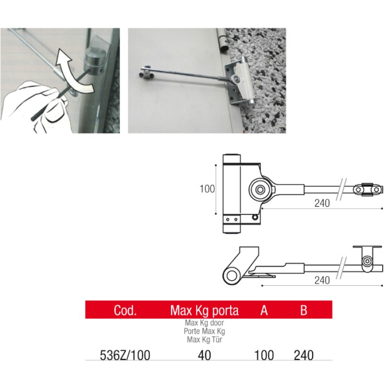 Hinge with Door Closer - Adem 536Z/100