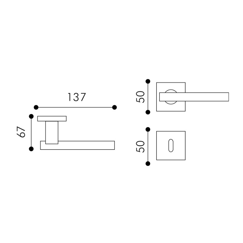 City Arieni 9151 Door Handle with Square Rosette