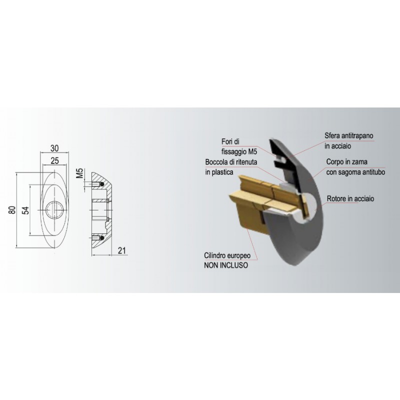 Defender for Railings in Zama with Drill-Proof Steel Ball