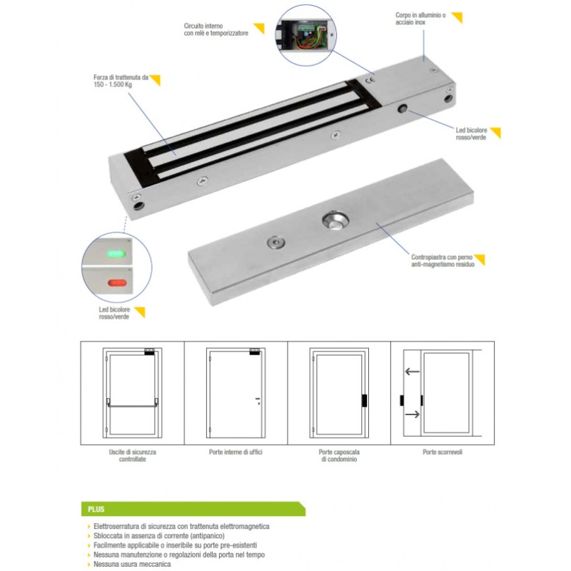 Opera Gate Lock 14212R Stainless Steel Electromagnet with Sensor