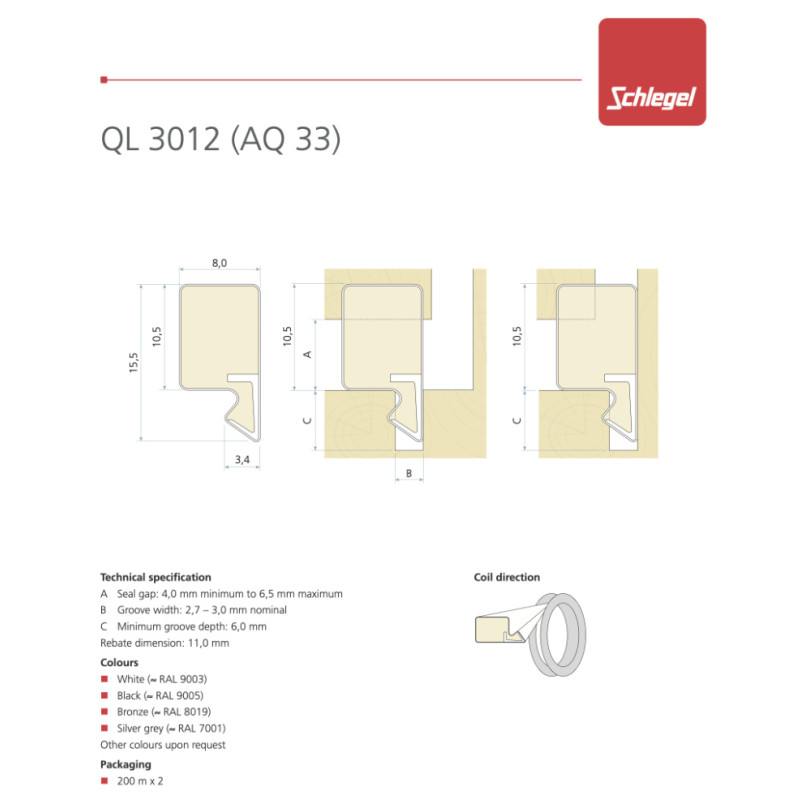 QL 3012 Schlegel Seal for Wooden Windows