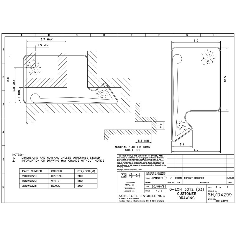 QL 3012 Schlegel Seal for Wooden Windows Excellent Sealing