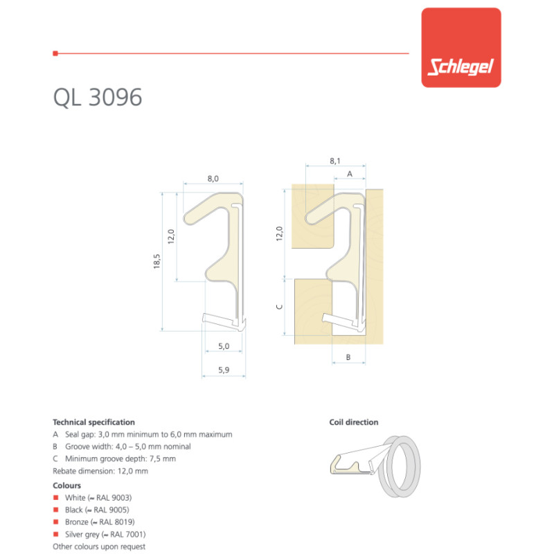 Schlegel QL 3096 Seal for Wooden Doors and Windows