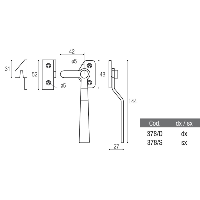 Lock Handles for Windows Adem 378 Right or Left