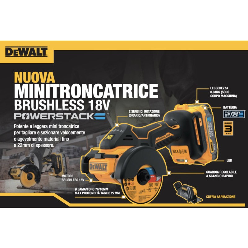 DeWalt DCS438E2T-QW Mini Miter Saw Brushless 18V Powerstack