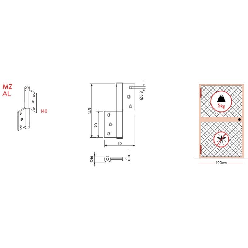 Spring Pin for Insect Screen Door Justor MZ AL 2 Pieces