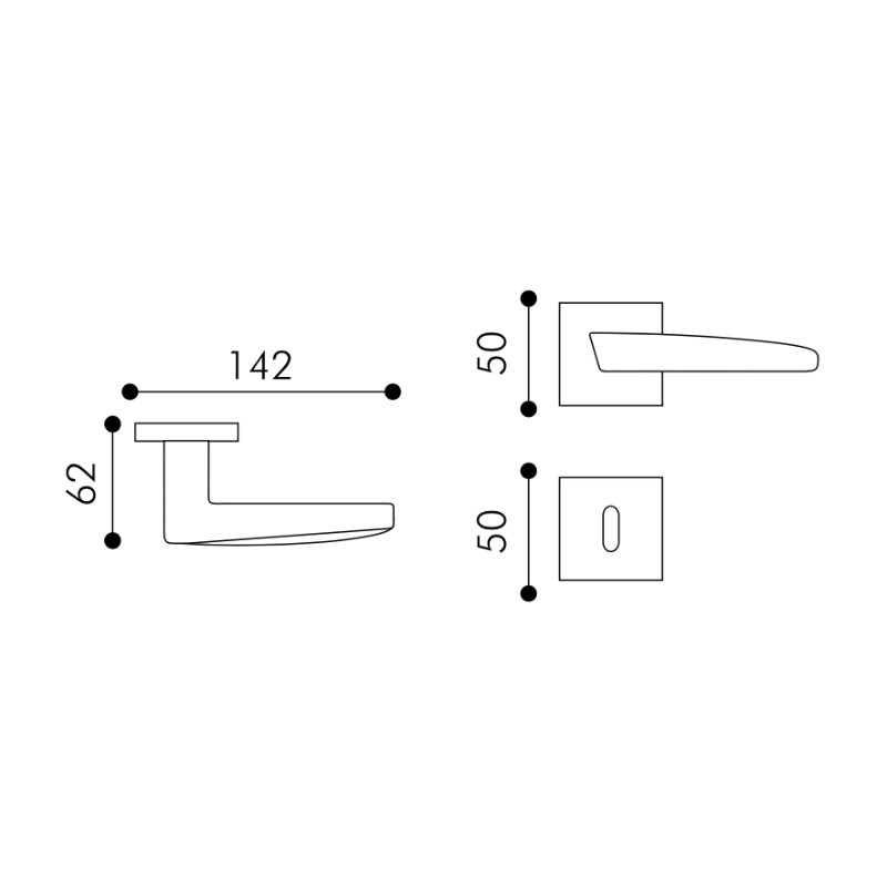 Piego Arieni 4901 Italian Door Handle with Square Rosette