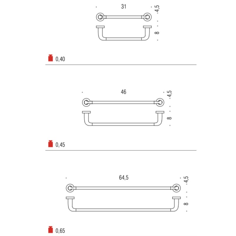 Bathroom Towel Holder Colombo Design Basic Various Sizes