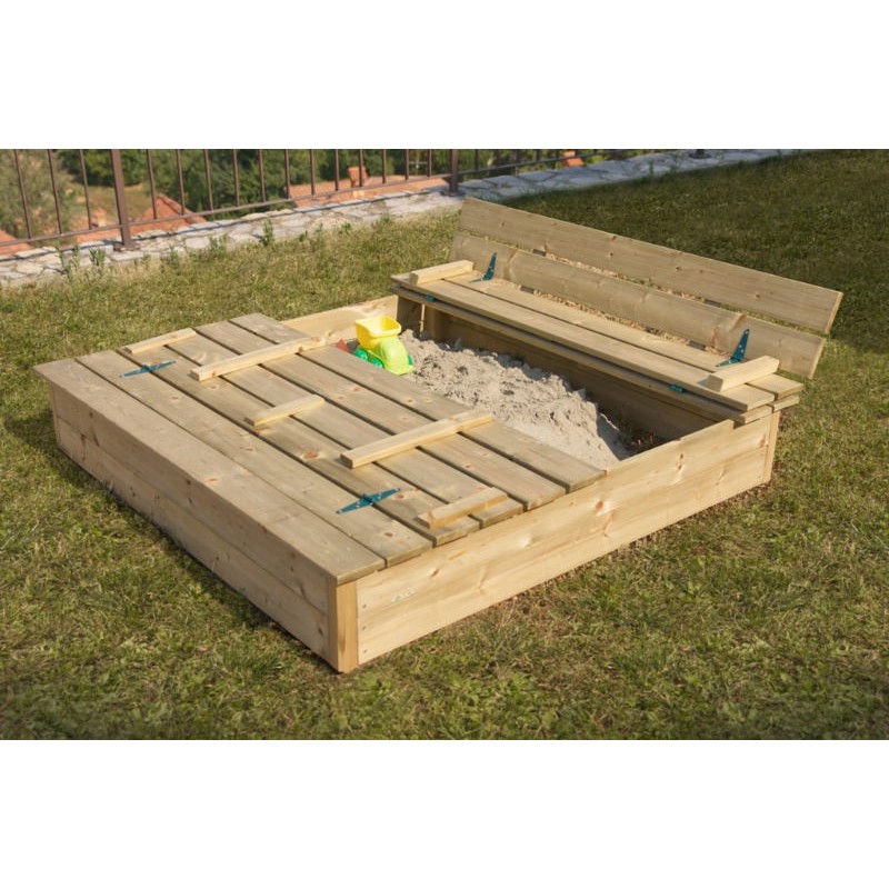 Sandbox for Children in Pine Wood 112x112 cm