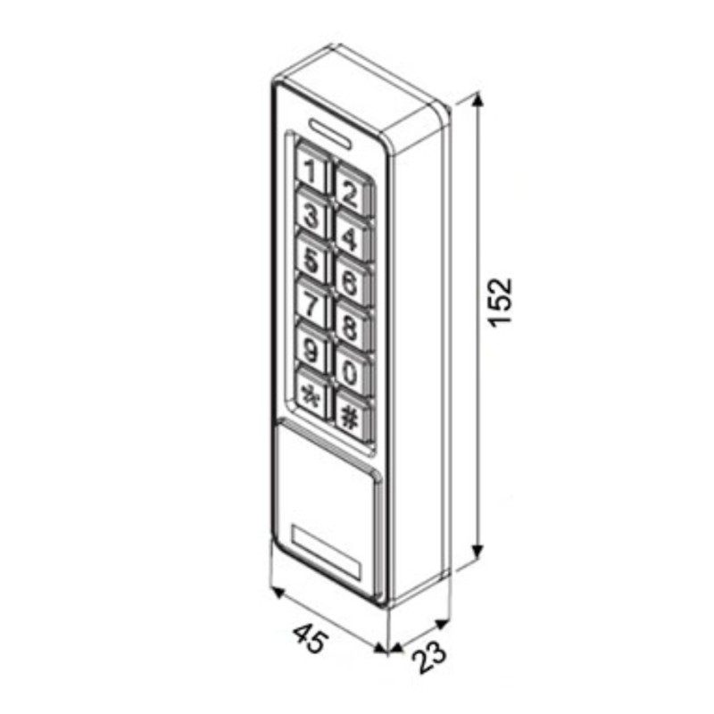 Code Keypad with RFID Reader 57301 Opera 12/24 Vac/dc Backlit