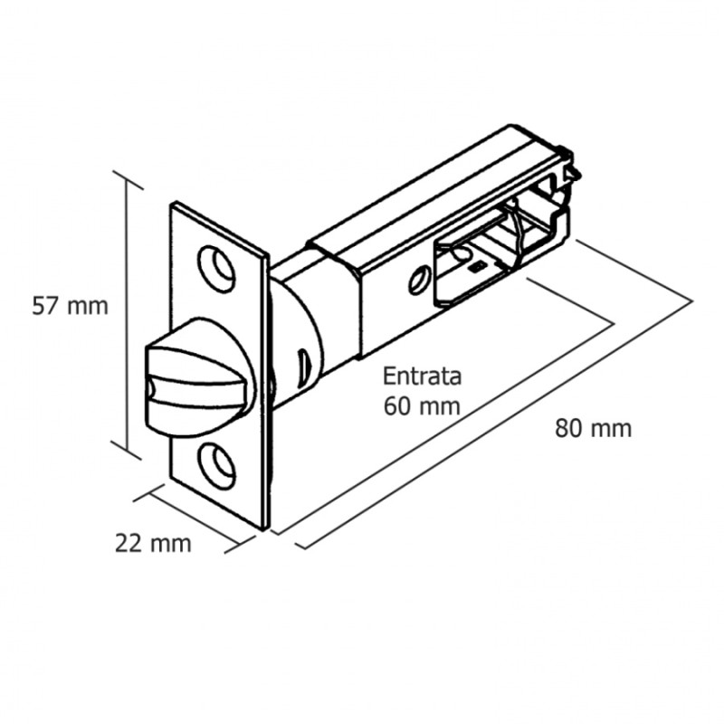 TB Tubular Latch Lock for PremiApri Knobs Simple Edge Frame Serie Nova Meroni